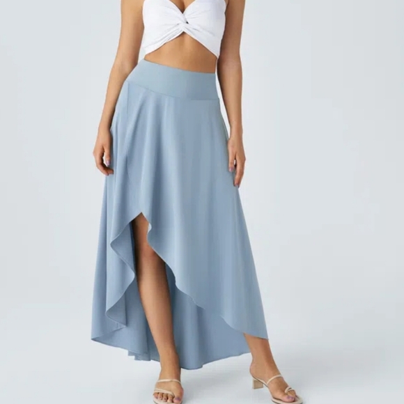 NWT Halara Breezeful 2-in-1 maxi skort high waist Asimetrica light blue ballad L - Picture 1 of 14